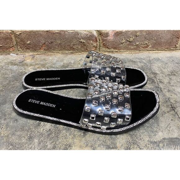 Steve Madden Jynn/Jynn Jelly Studded Clear Sandal w/Rhinestone size 8 - Picture 5 of 11